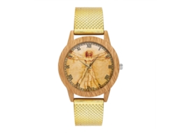 Reloj De Pulsera Analógico De Cuarzo Con Correa De Malla Redonda Para Mujer Y Hombre (oro)
