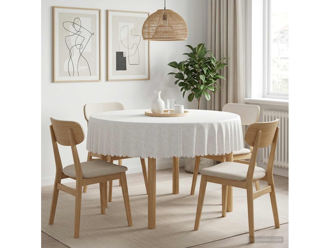 Vidaxl Toalha De Mesa Redondo Branco Ø 140 Cm