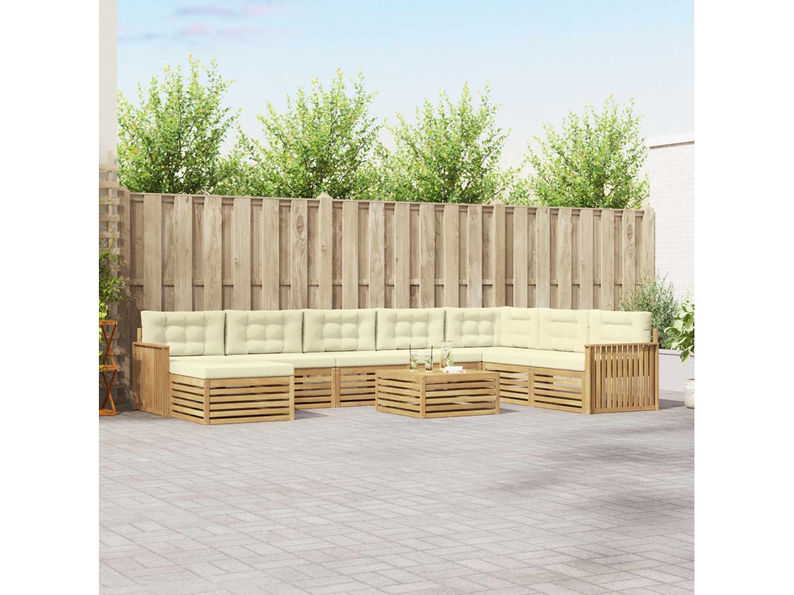 Vidaxl Conjunto De Sofás Para Exterior 9 Unid. Branco E Creme