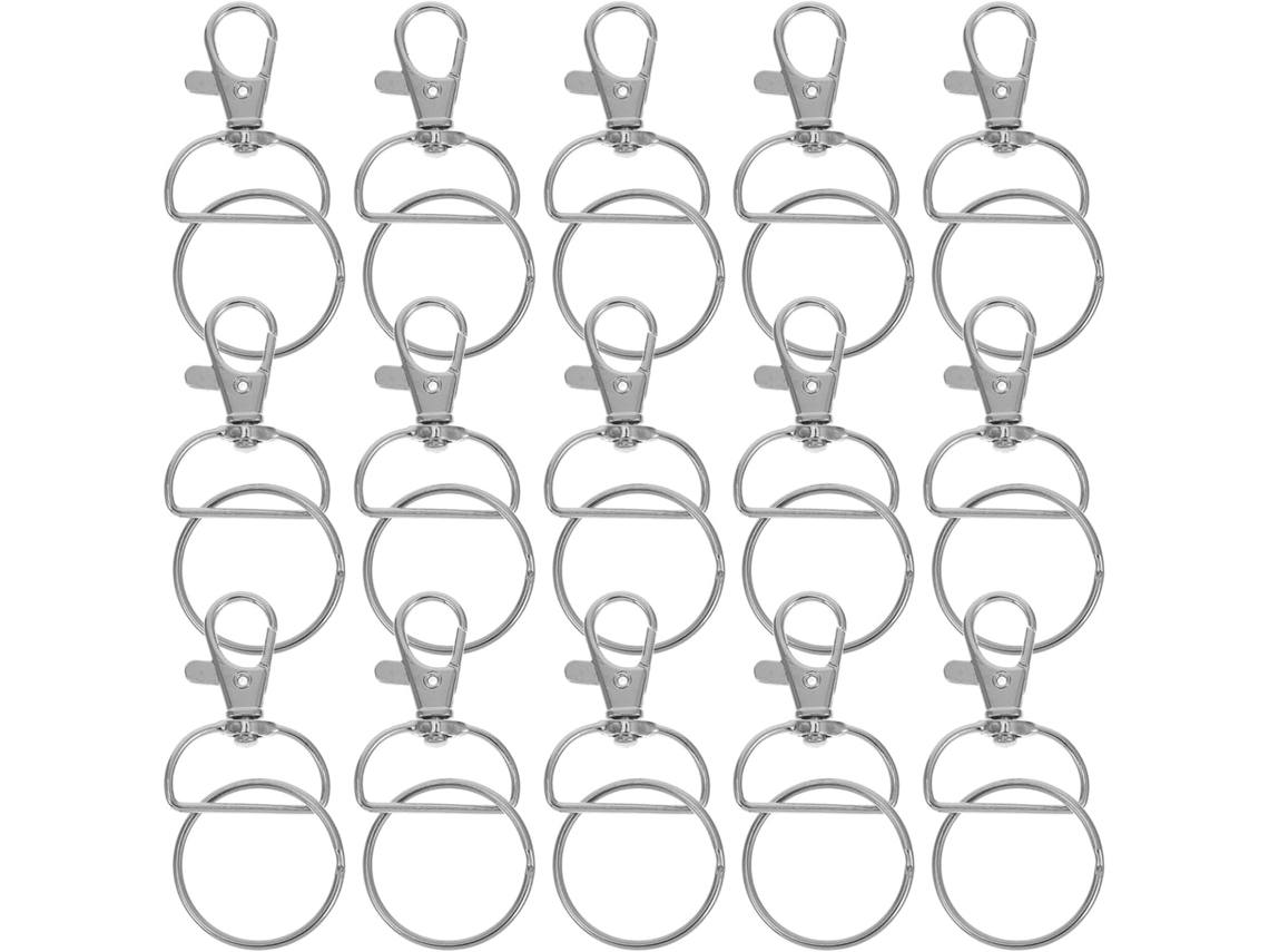 Nuobesty 50 Peças De Anéis De Metal Para Chaveiros, Ganchos Giratórios, Pequenos Clipes Para Chaveiros