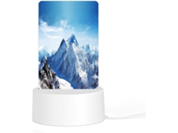 Luminária noturna de LED em acrílico com base plástica encaixável, apresentando uma estampa da paisagem das montanhas de Nevada.