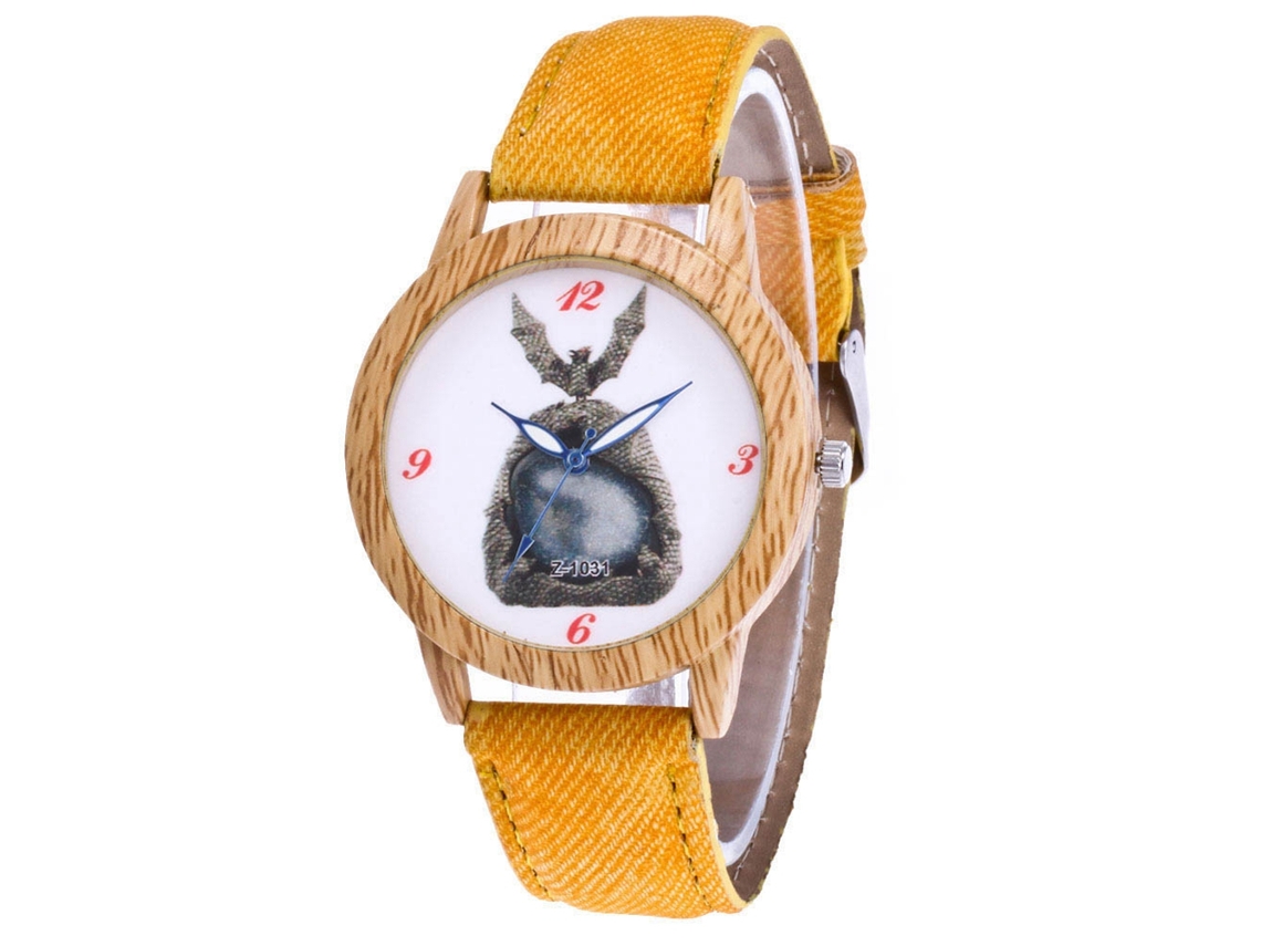 Reloj De Cuarzo Casual Para Hombres, Mujeres Y Niñas Con Correa De Denim Y Dial Redondo Amarillo