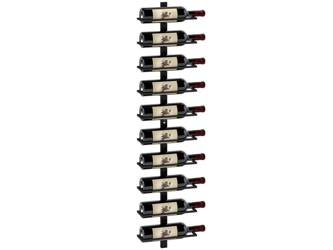 Suporte de parede para garrafas, de aço, para 10 garrafas, cozinha, bar, sala, porão, preto S/MARCA