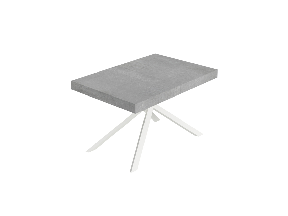 Mesa Extensível Niket 120/224x90 Cm Concreto Pernas Brancas Itamoby