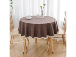 Toalha De Mesa Redonda De Algodão E Linho Com Renda, Cor Sólida, Para Decoração De Sala De Jantar De Casamento Kdo