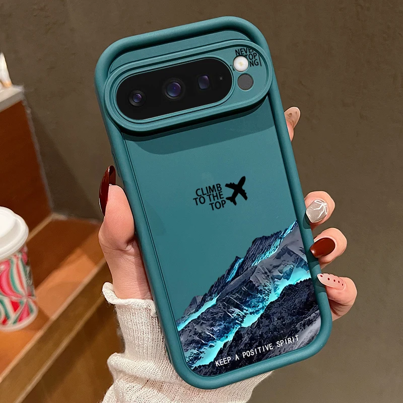 Capa Para Celular Google Pixel 7a (azul) Com Estampa De Avião E Montanha Nevada, Em Tpu Resistente A Impactos.