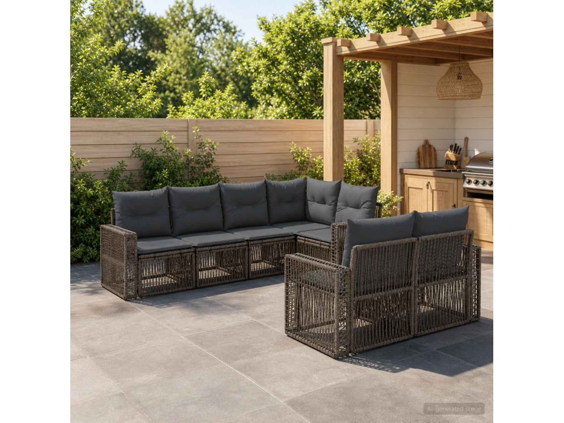 Vidaxl Conjunto De Sofá De Jardim 7 Unid. 7-número De Lugares