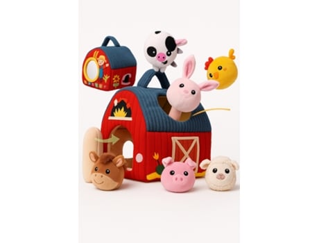 Brinquedo de Pelúcia Educativo Afiyaan Celeiro de Animais com Bonecos