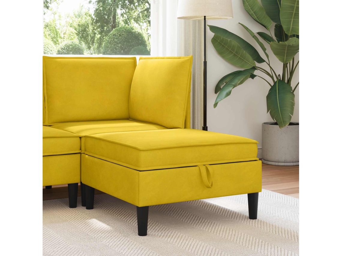 Vidaxl Puff Com Armazenamento Amarelo Veludo