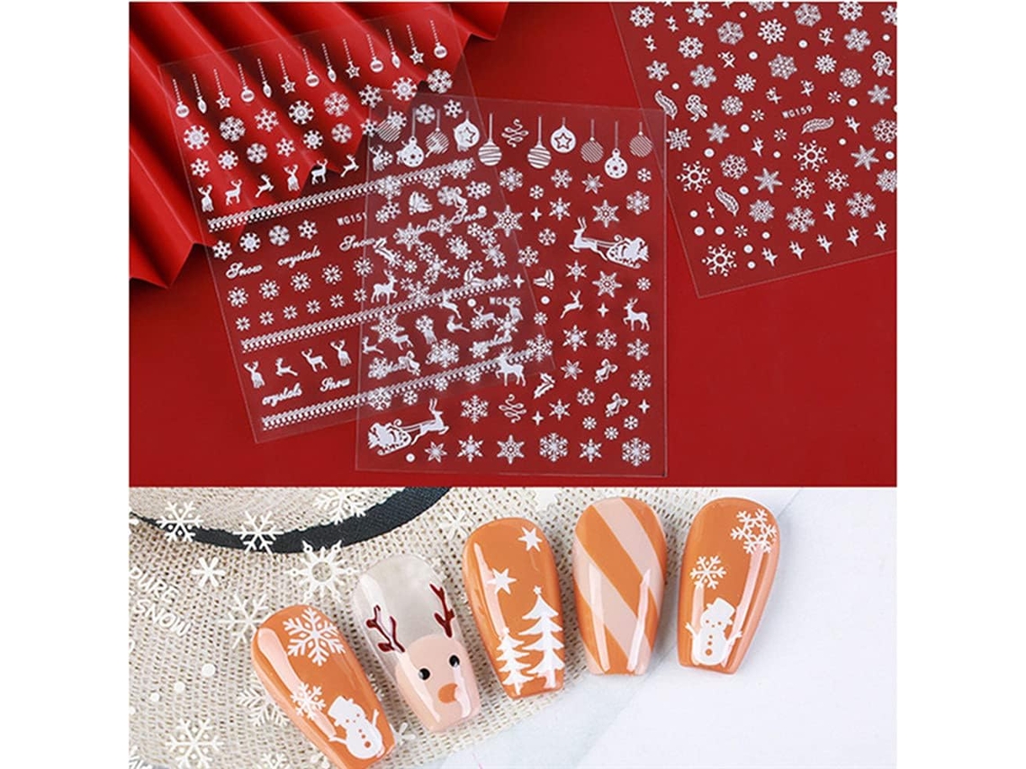 Conjunto de 6 Adesivos para Unhas F7341+F7342+F7343+F7344+F7345+F7346 Cada Um em Branco AURUM