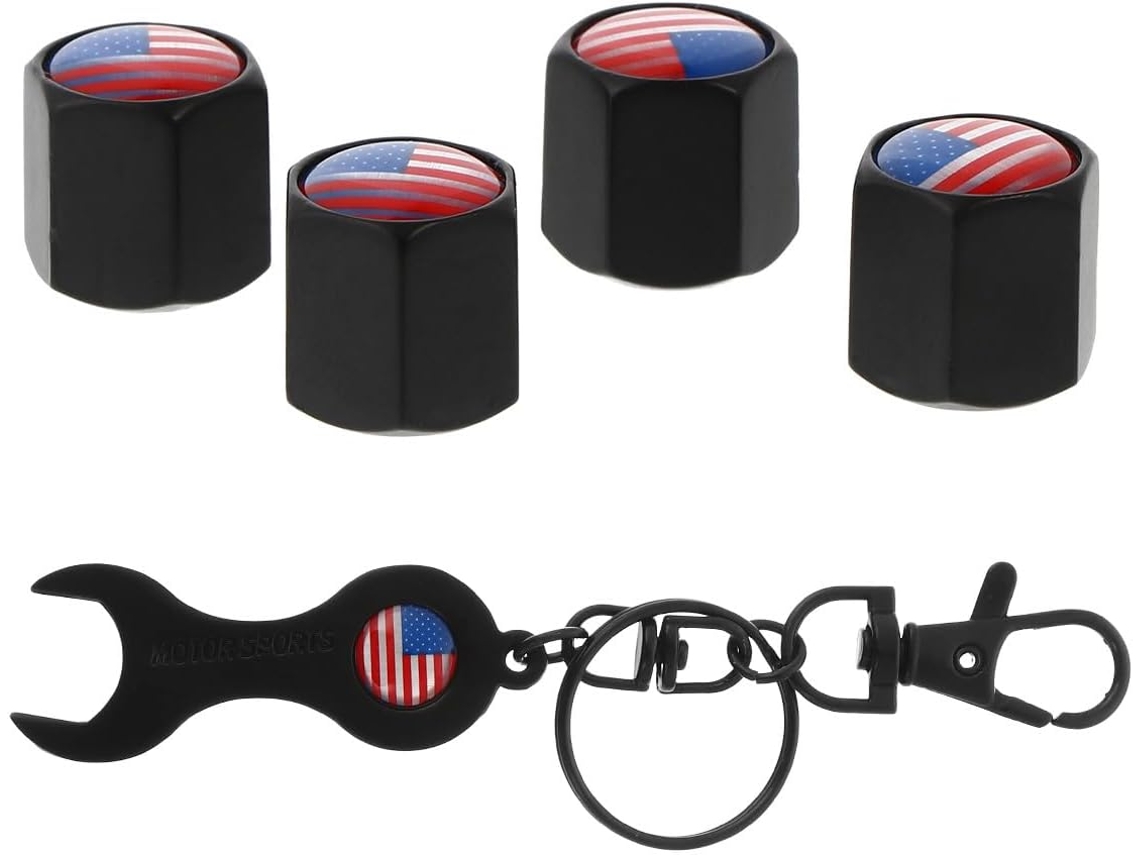 Conjunto De 5 Tampas De Válvula De Pneu Em Liga Metálica Preta Para Carro.
