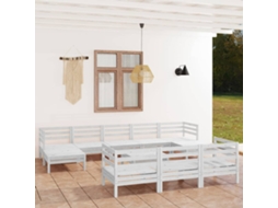 Vidaxl 11 Pcs Conjunto Lounge De Jardim Pinho Maciço Branco