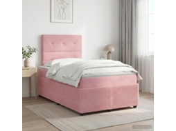 Vidaxl Cama Box Spring Com Colchão Rosa 120 X 200 Cm Veludo
