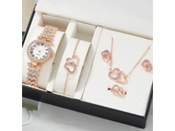 Conjunto de Presente Feminino com Relógio de Pulseira de Malha e Caixa Laranja SPQMENT