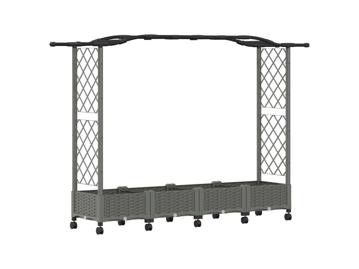 Conjunto 1 Canteiro De Jardim Elevado Vidaxl Cinzento-claro Polipropileno (207 X 40 X 129 Cm)