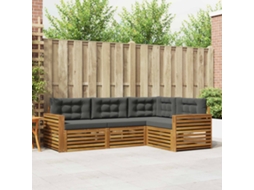 Vidaxl Conjunto De Sofás Para Exterior 4 Unid. Natural E Antracite