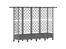 Vidaxl Cama Elevada Com Treliça E Telhado Cinzento-claro Pp