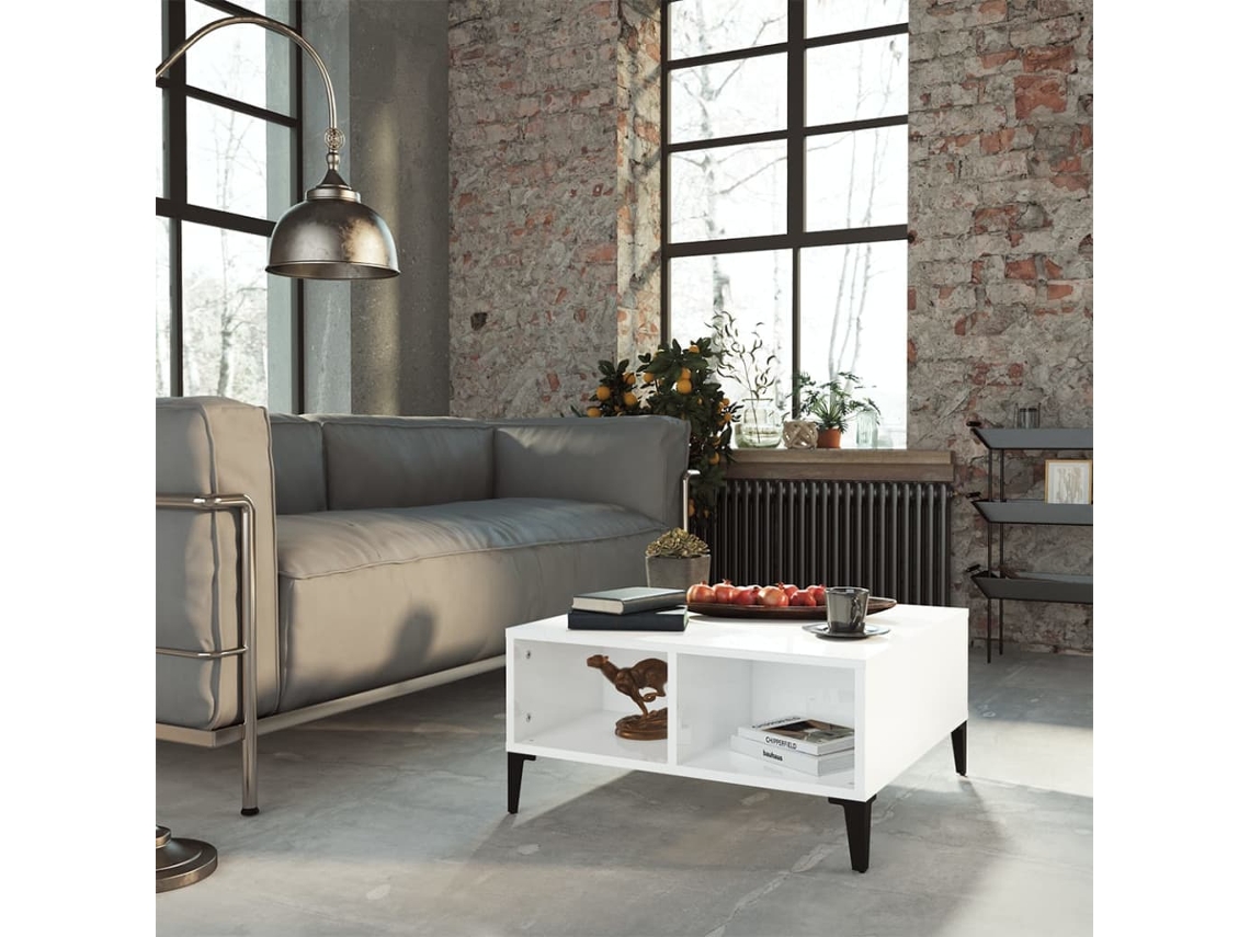Vidaxl Mesa De Centro 60x60x30cm Derivados De Madeira Branco Brilhante
