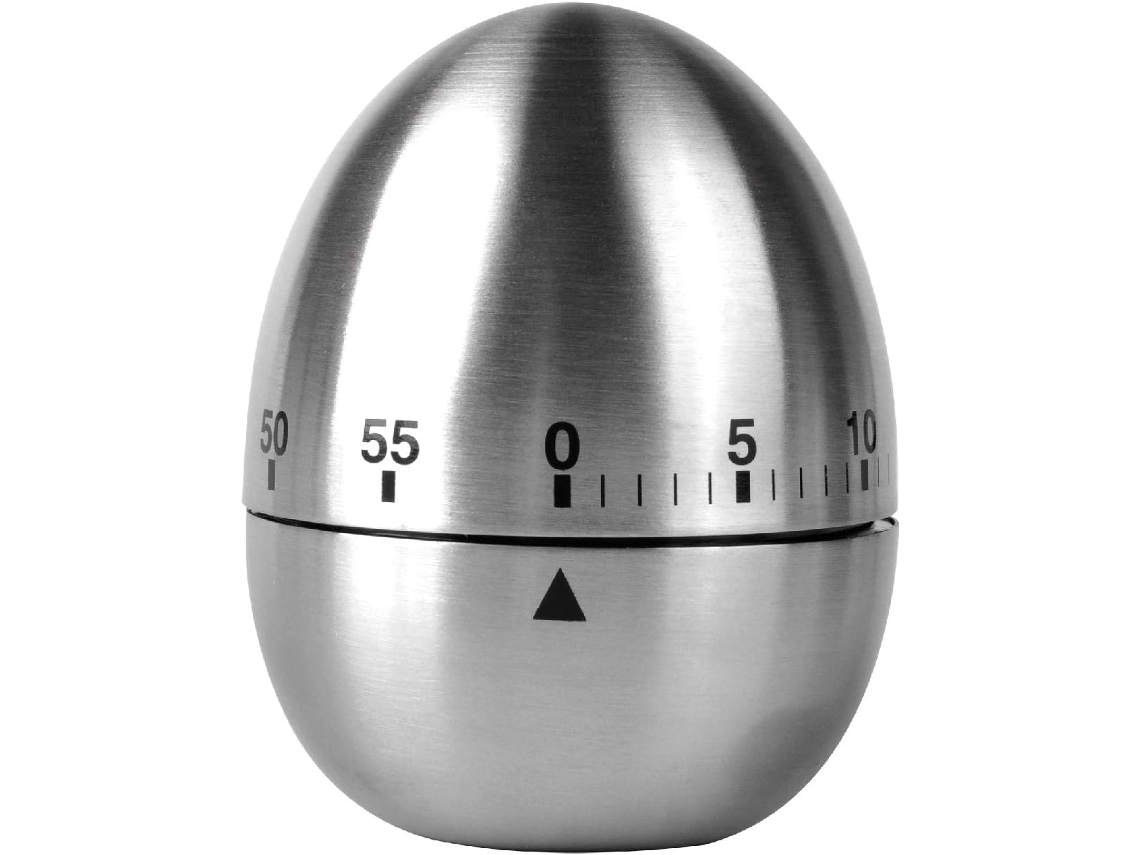Temporizador De Cozinha Mecânico Rotativo Em Aço Inoxidável Formato Ovo Kt003