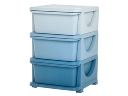 Caixas De Armazenamento Infantil, 3 Gavetas, Bordas Arredondadas, Elevado, 37x37x56,5 Cm, Azul