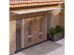 Vidaxl Toldo Para Porta 396x90 Cm Policarbonato Cinzento/transparente