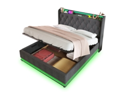 Cama de Solteiro Estofada Rosa com Usb PAPRIKA