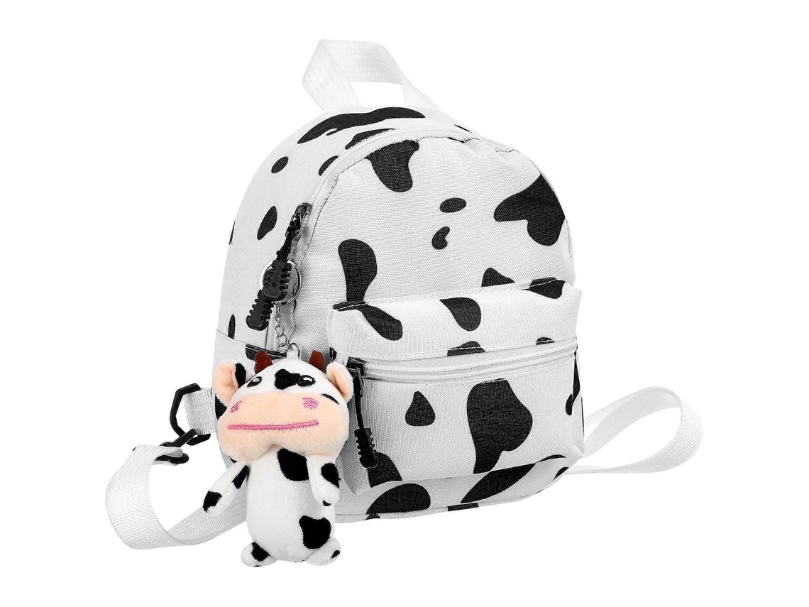 Bolsa De Ombro Com Estampa De Vaca, Adorável Bolsa De Lona Para Meninas, Mochila Moderna, Mochila Escolar.