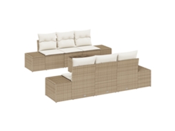 Conjunto 8 Conjunto De Móveis Para Exterior Vidaxl Bege Vime Pe (239 X 62 X 69 Cm)