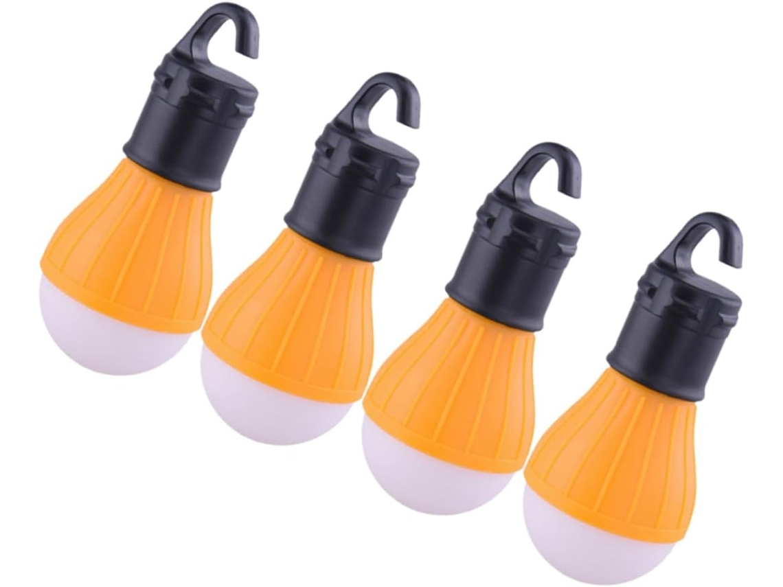 Conjunto De 4 Lanternas De Led Portáteis Para Camping Com Gancho E Lâmpadas De Baixo Consumo.