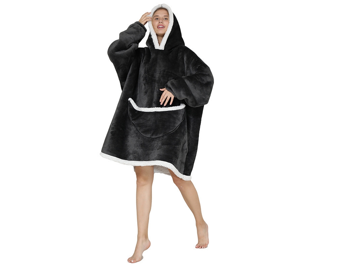 Moletom Oversized Com Capuz Feltro Polar Macio E Quente -fd19--aquaforge