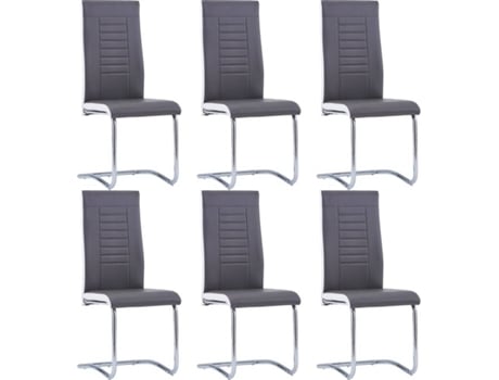 Conjunto 6 Cadeiras de Refeição  278825 Couro Artificial Cinzento
