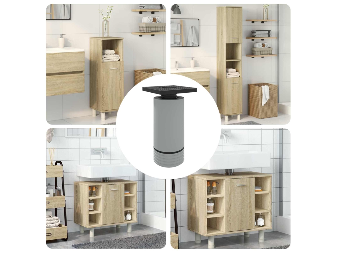 Vidaxl Pés De Móveis Ajustável 12 Unid. Branco 64 X 64 X 100 Mm Pp