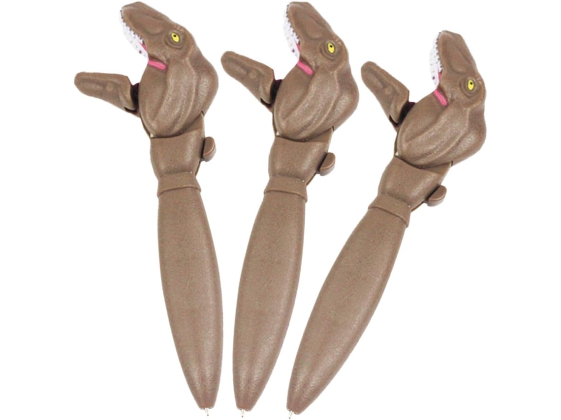Conjunto De 3 Canetas Esferográficas Com Estampa Dinossauro, Cabo
