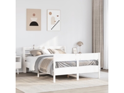 Vidaxl Cama Sem Colchão 140x200 Cm Madeira De Pinho Maciça Branco