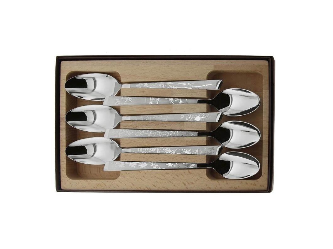 Conjunto de 6 Colheres de Mesa Decorativas em Aço Inoxidável Natura ROGER ORFÈVRE