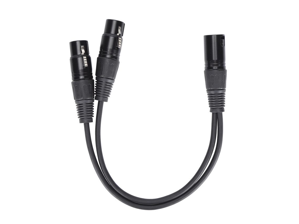 Cabo XLR macho para fêmea, divisor em Y, 0,3 m, microfone, áudio