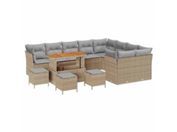 Conjunto de sofá de jardim 13 unidades Bege Vime Pe MAISON EXCLUSIVE
