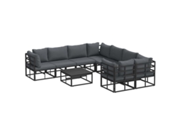 Conjunto 9 Conjunto De Sofás Para Exterior Vidaxl Preto Alumínio (283 X 283 X 71 Cm)