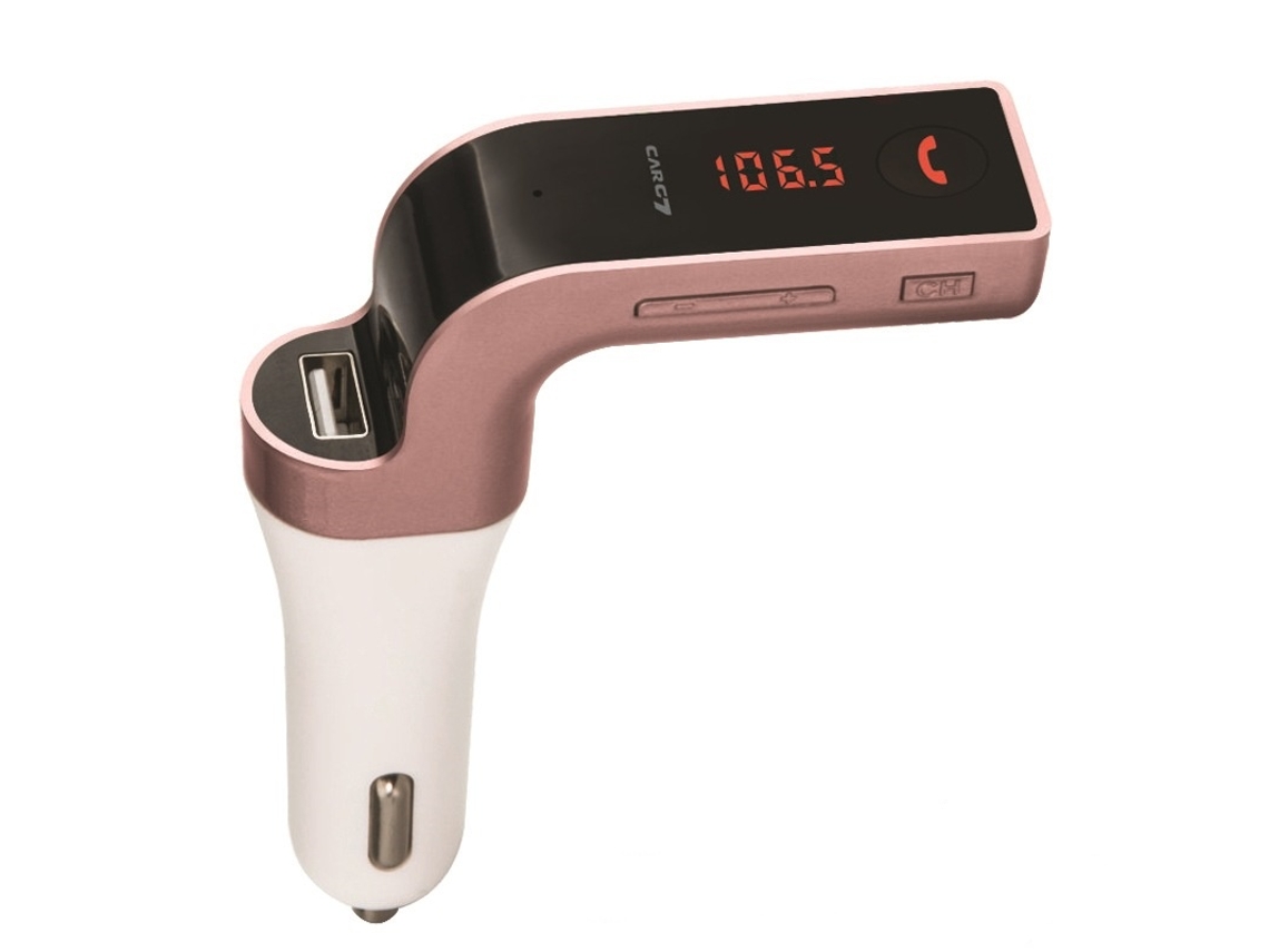 Transmissor Fm YIZHOOD G7 Bluetooth Viva-Voz Usb Disco Aux Entrada Usb Ouro Rosa