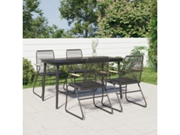 Vidaxl Conjunto De Jantar Para Jardim 5 Pcs Vime Pvc Preto