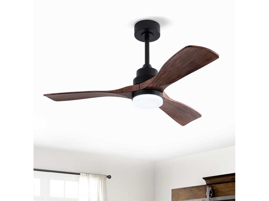 Ventoinha De Teto 42'' Nogueira Com Luz Led E Motor Dc Reversível