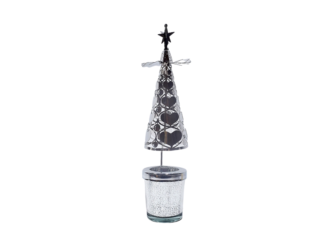 Vela Aromática De Natal Laxiscreed Com Árvore Giratória E Base Prateada Para Decorar Festas