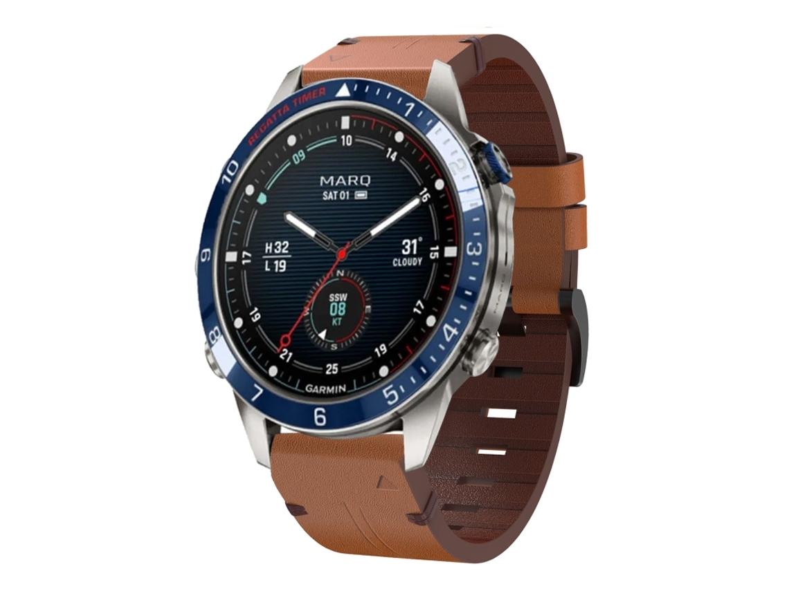 Bracelete Para Garmin Marq Captain Gen 2 - Couro - Fivela De Aço (22mm) Marrom