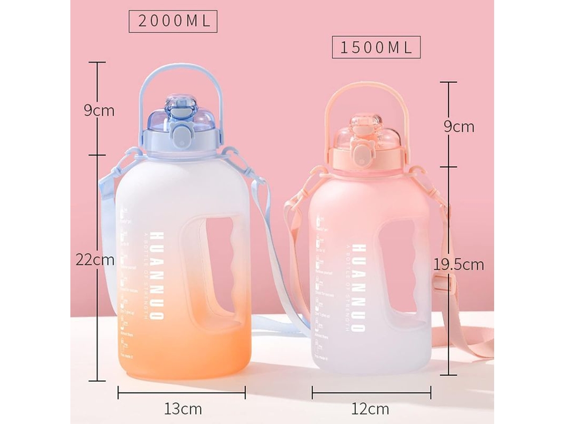 2026 botella de Agua 2.2l Sin Bpa Con Pajita Y Marcas de Tiempo Gradiente Azul para Deporte Y Gimnasio