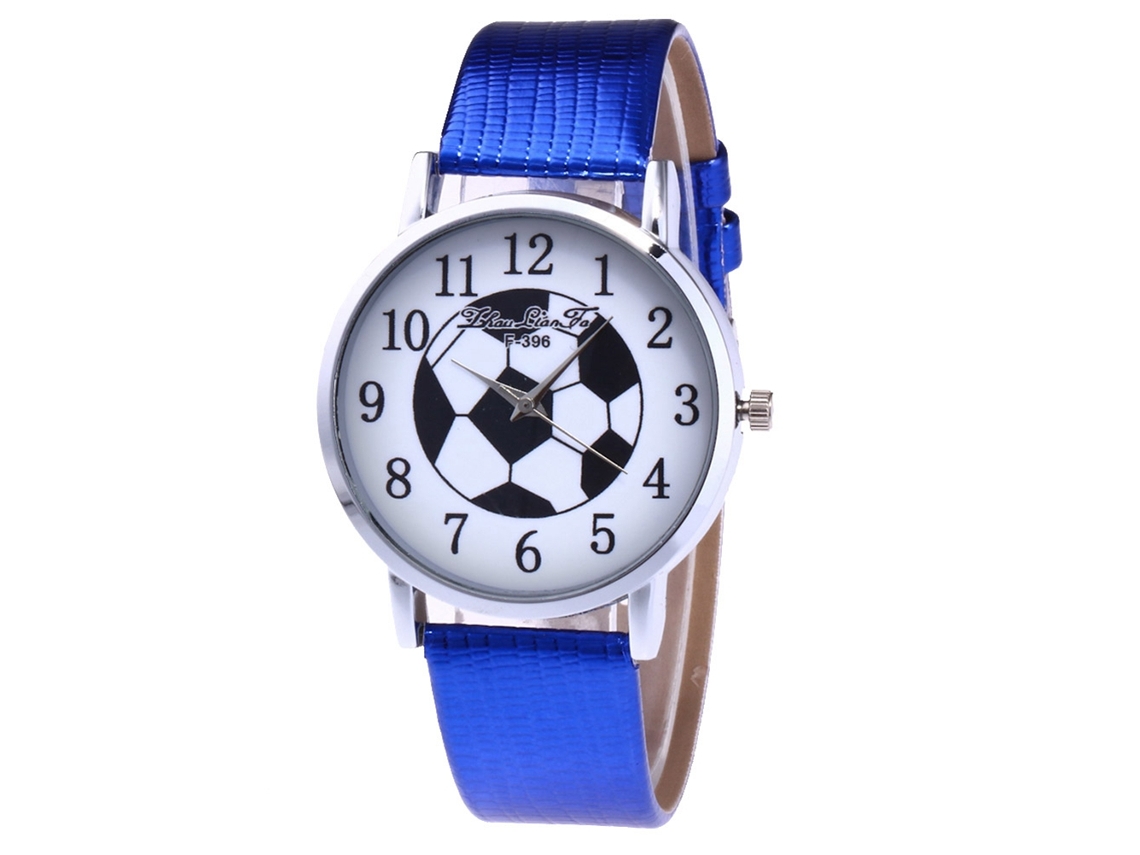 Relógio de Pulso Feminino de Quartzo com Pulseira de Couro Pu Estilo Simples Azul