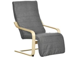 Poltrona de sala com apoio de pés, ajustável, tecido, 66,5x94x100cm, cinza