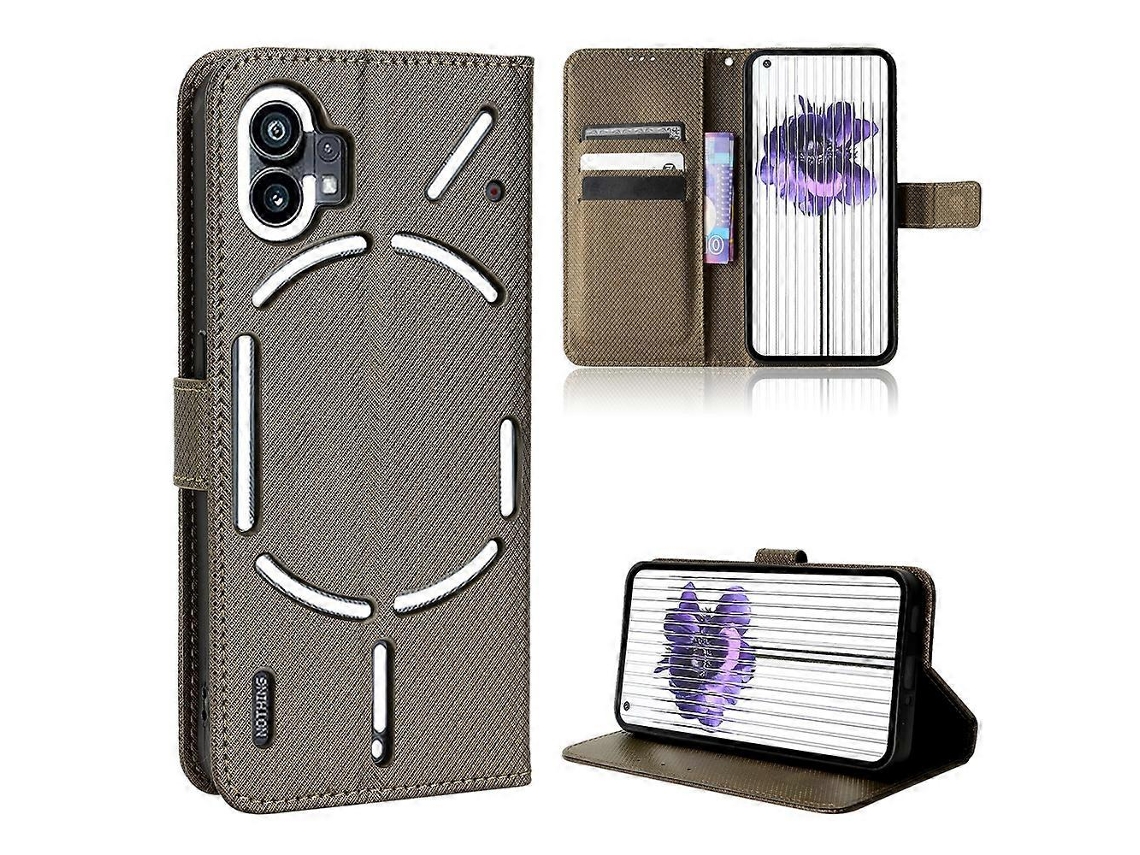Capa De Celular For Nothing Phone 1 Em Couro Com Textura De Diamante