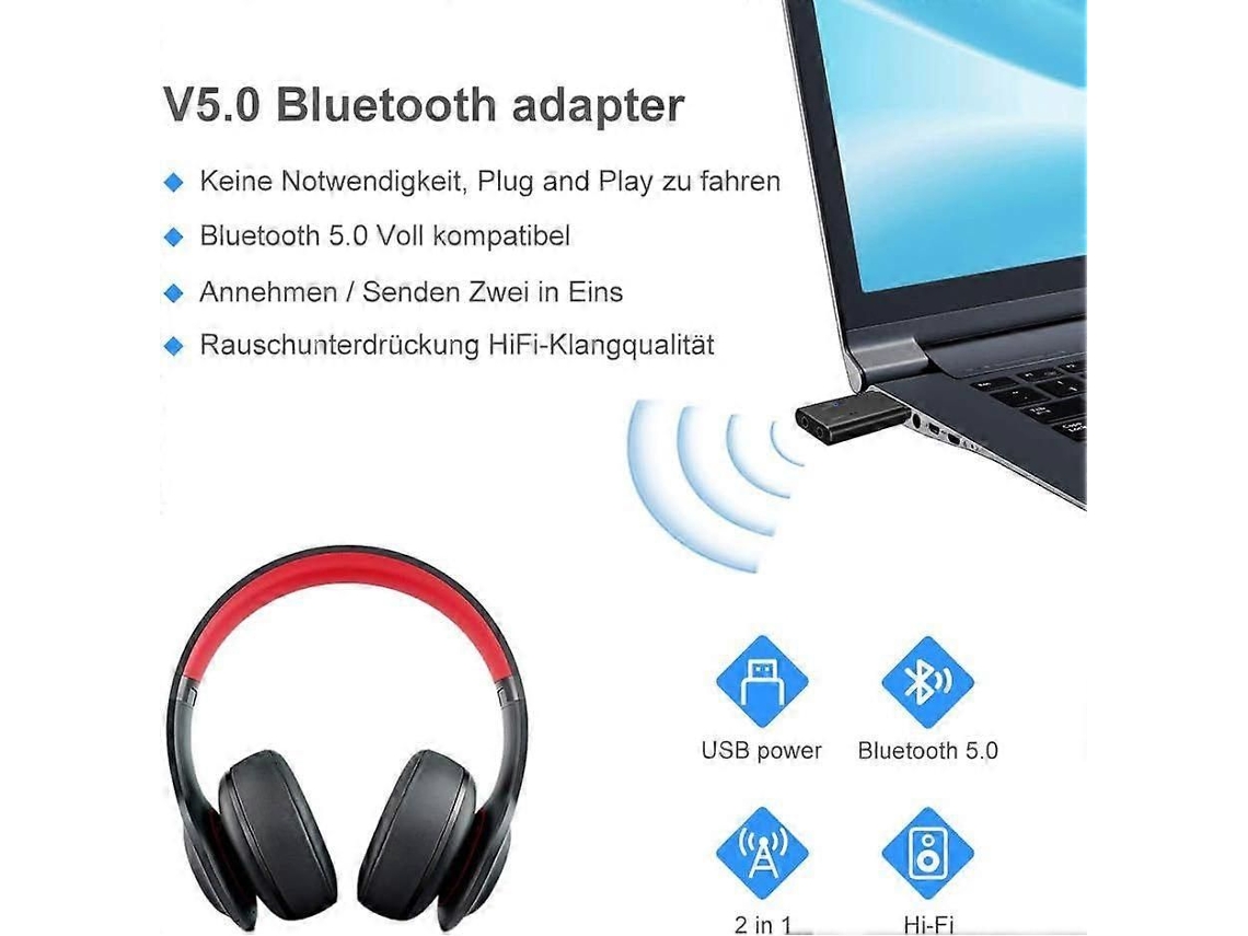 Adaptador Usb Bluetooth 5.0 Transmissor E Receptor 2 Em 1, Dongle Bluetooth Transmissor E Receptor, Adaptador De Música Sem Fio Usb Com Rca E Aux