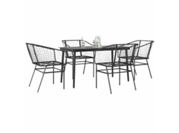 Vidaxl Conjunto De Jantar Jardim 5 Peças Vidro Vime Pe Preto