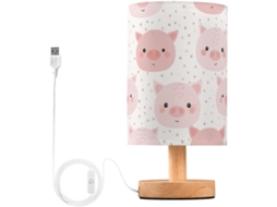 Abajur De Cabeceira Kcldeci Com Estampa Cabeça Porco Rosa, Ideal Para Quarto, Estilo Fazenda, Mesa De Cabeceira, Sala De